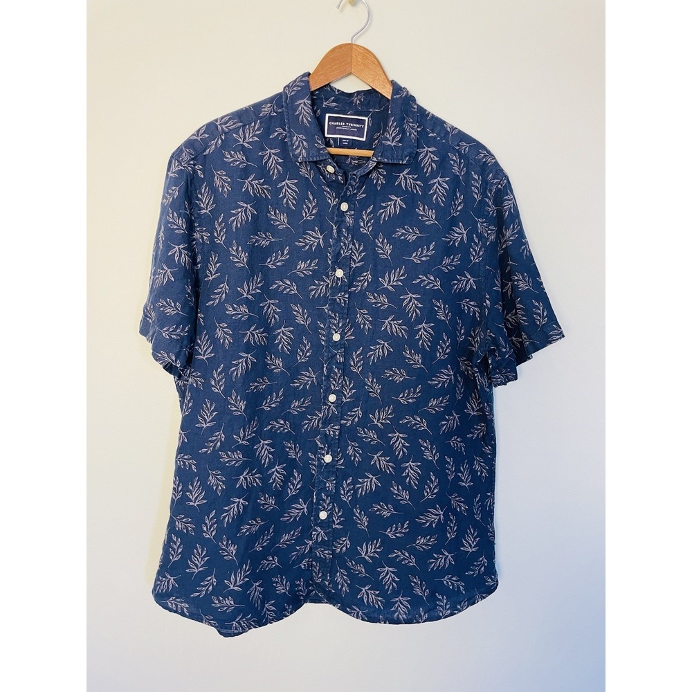 Charles Tywhitt Jermyn Street London Slim Fit Large Short Sleeve Linen Button Up